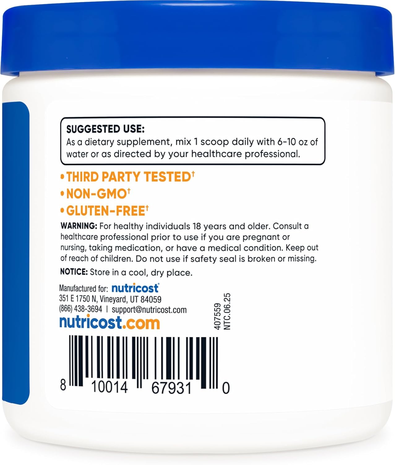 Nutricost L-Carnitine Tartrate Powder (100 Grams) - 1 Gram per Serving; 100 Servings
