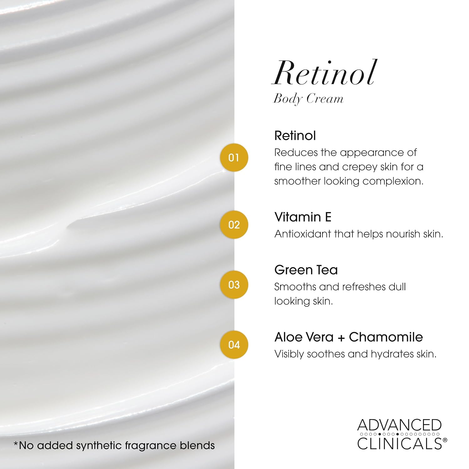 Advanced Clinicals Retinol Body Cream + Hyaluronic Acid Moisturizer 2pc Skincare Set | Face Cream & Body Lotion For Women & Men Helps Improve Appearance Of Crepey Skin, Dry Skin, & Wrinkles, 2pc