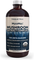 MycoMax Mushroom Complex - 70% Beta Glucans, Max Potency Mushroom Supplement, US Grown + Ultrasonic Extraction - Lions Mane, Cordyceps, Reishi & More - Promotes Cognition, Immunity, Energy - 8 oz.