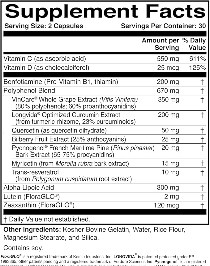 DiaVis – Retinal & Nerve Health Supplement – with Benfotiamine, Curcumin, Resveratrol & Grape Extract – Supports Circulation, Oxidative Stress & Kidney Function – 60 Capsules