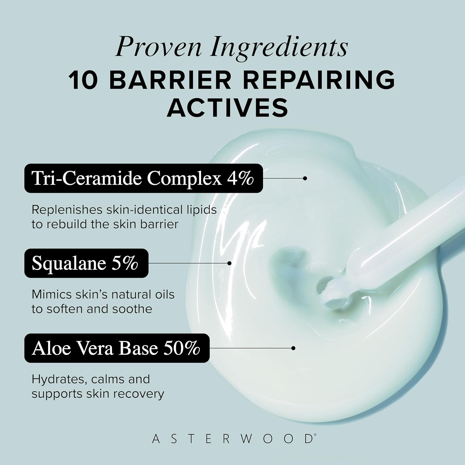Asterwood Ceramide Barrier Repair Serum - Hydrating, Calming, & Barrier-Restoring Skin Facial Serum - with Triple Ceramide Complex, Squalane, Hyaluronic Acid - Fragrance-Free, Cruelty-Free - 1 Fl Oz