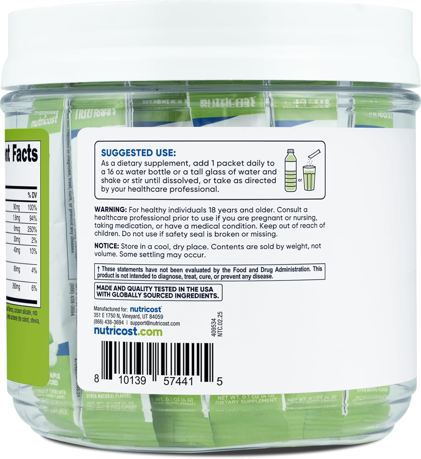 Nutricost Electrolytes Complex, Green Apple Flavored, 40 Stickpacks - Advanced Hydration Complex
