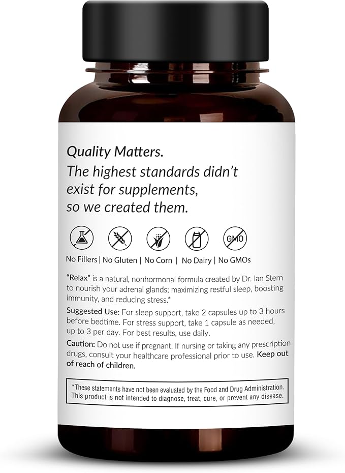 OMISSANDI-Wellness Relax Adrenal Support Supplement - Dr. Ian Stern Formulated - Manages Stress, Promotes Deep Sleep, Improves Mood-W/Holy Basil, Zinc, L-Theanine & More, Vegan Made in USA - 60 Caps