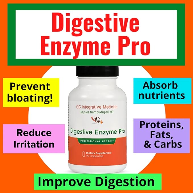 Digestive Enzyme Pro by Dr. Rajsree | Full Spectrum Enzyme with Betaine, Pepsin, Ox Bile, Pancreatin | Helps Reduce Gas, Bloating, Indigestion | Ginger and Artichoke Leaf Extract | 90 Capsules