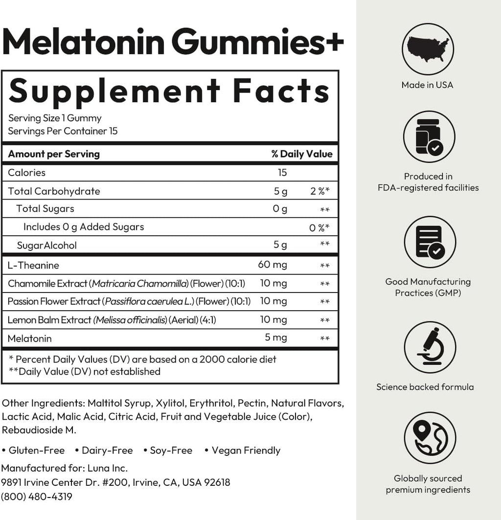 BIGVITA Melatonin Gummies+ | Natural Sleep Support with L-Theanine, Chamomile & Botanicals, Rest & Recharge