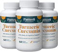 Pattern Wellness Turmeric Curcumin – 1300mg – 95% Curcuminoids with BioPerine® Black Pepper – Joint, Cognitive & Immune Support – Non-GMO, Gluten Free – 180 Capsules