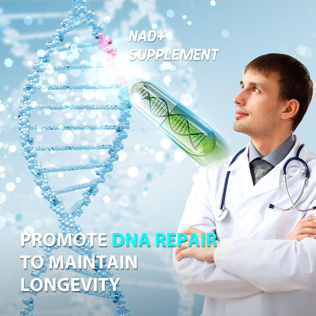 NAD+ & Resveratrol Supplement - NMN Alternative with 120 Capsules, Anti-Aging Cellular Support, Energy & Longevity Booster, DNA Repair Formula
