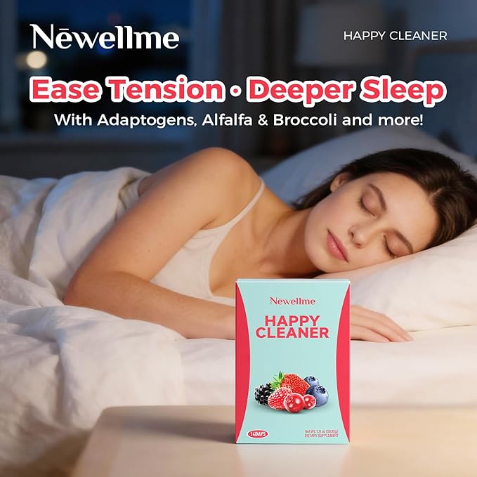 NEWELLME Happy Cleaner Digestive Supplement Powder, Gut Health Drink Mix with Probiotics, Digestive Enzymes & Fiber, Supports Digestion and Bloating, Berry Flavor, 28 Sachets (2 Boxes)