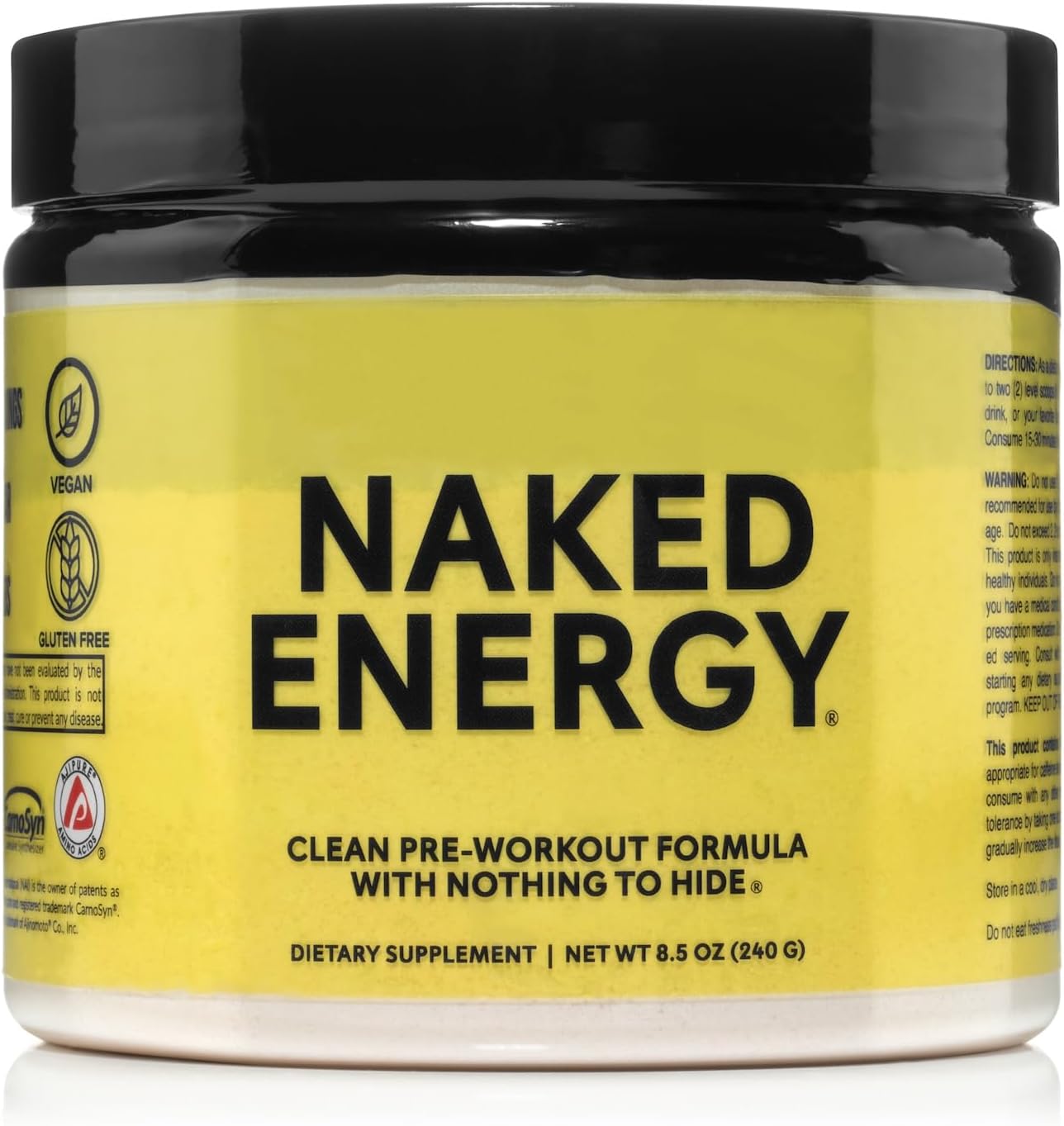 NAKED Energy - Pure Pre Workout Powder for Men and Women, Vegan, Unflavored, Healthy Pre Workout - No Added Sweeteners, Colors Or Flavors - 50 Servings