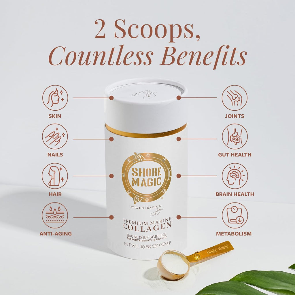 Premium Marine Collagen Powder with Type I II III and IV Hydrolyzed Peptides for Women and Men Sourced from Wild Fish, Certified Halal and Kosher Unflavored - 30 Day Supply, 300g Canister