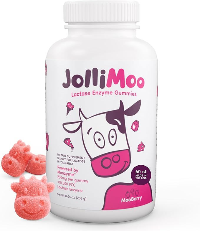 Lactase Enzyme Gummies 9000+ FCC 60 Count – Digestive Enzyme Supplement for Dairy Foods, Chewable Lactase Support, Vegan, Kosher, Made in USA | Moozyme™