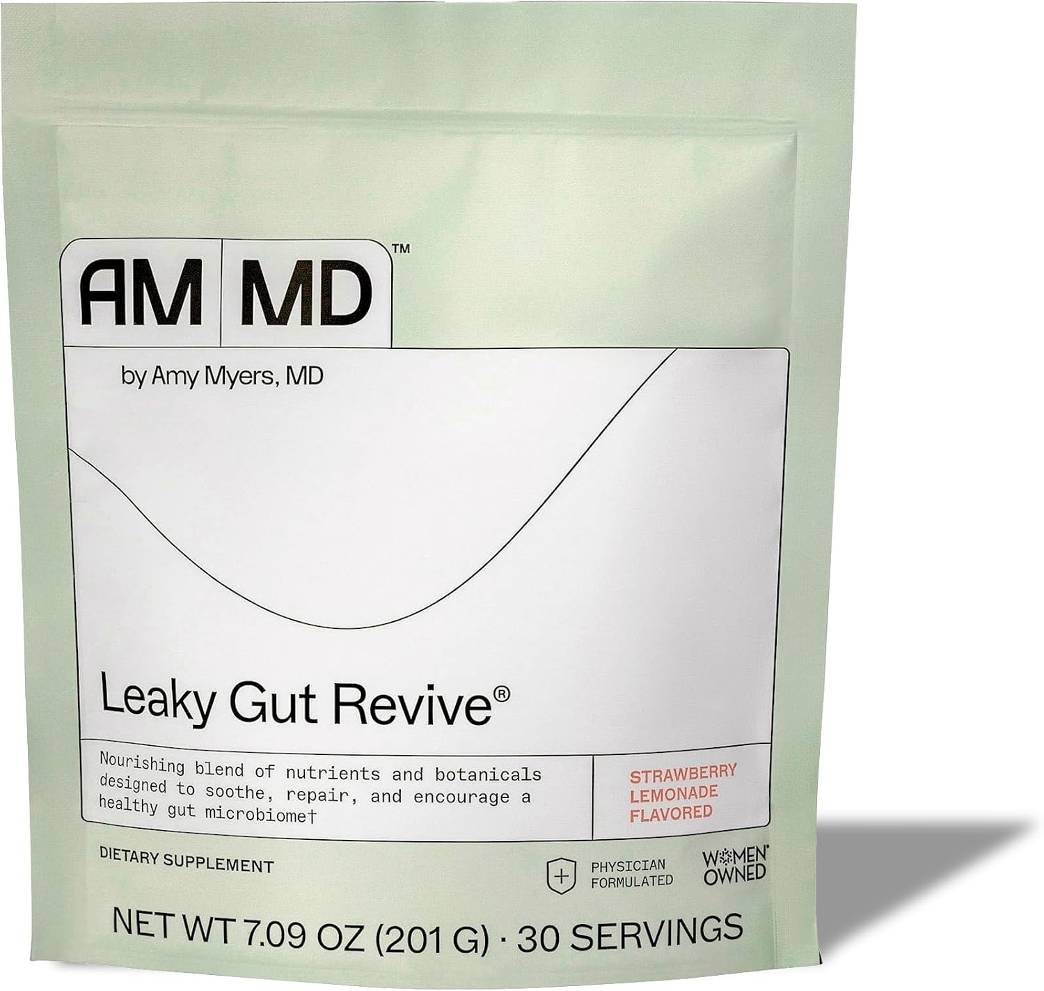 Amy Myers MD Leaky Gut Revive - Gluten-Free & Non-Dairy - Botanical Blend for Healthy Gut Support - GI Health Support with Prebiotic Fiber - Strawberry Lemonade, 6.3 oz (30 Servings)