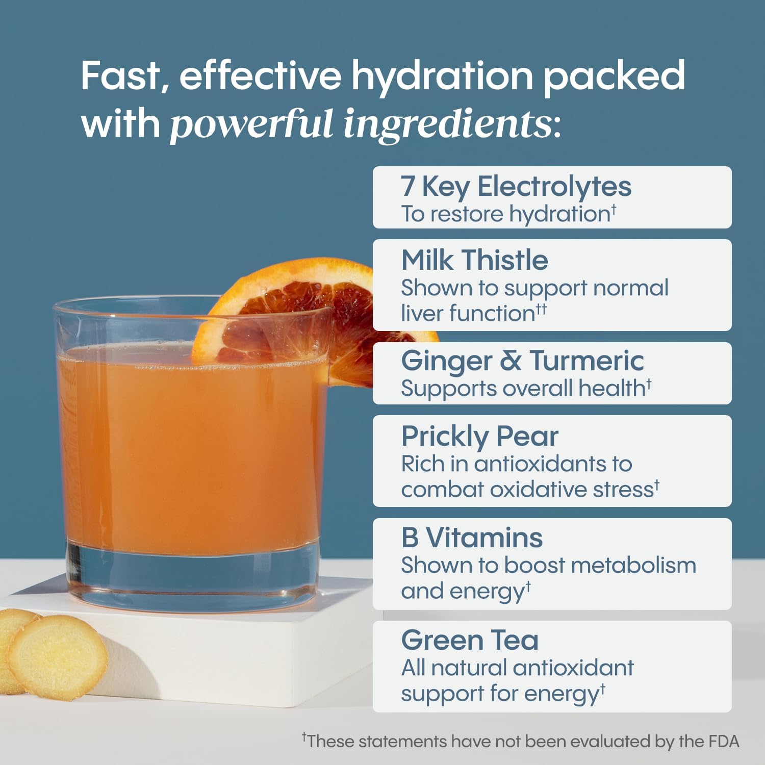 Hydralyte Liver Support + Electrolyte Mix with Milk Thistle, Turmeric, Ginger, Prickly Pear, Green Tea Extract Formulated for Rapid Rehydration (Blood Orange Ginger, 20 Packets)