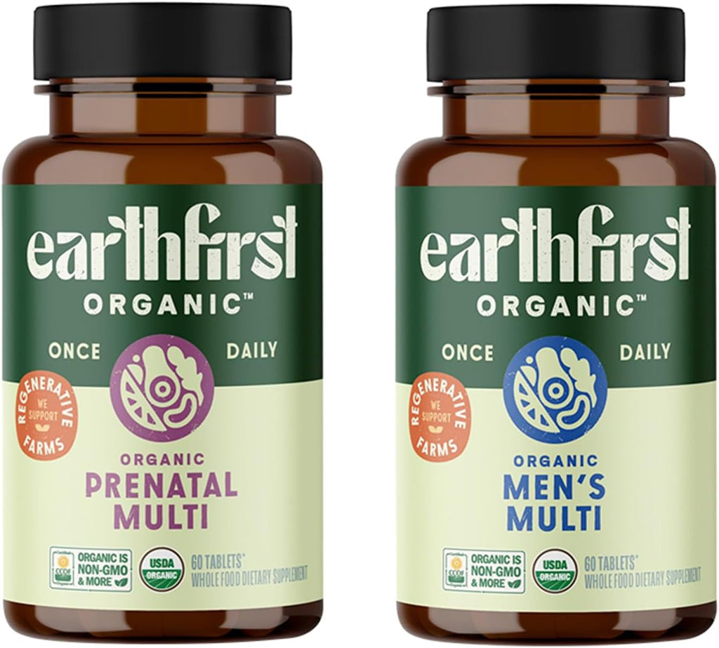 Prenatal Women’s Multivitamin and Men’s Daily Multivitamin, His and Hers Family Bundle, Complete Daily Organic Support, 60 Count