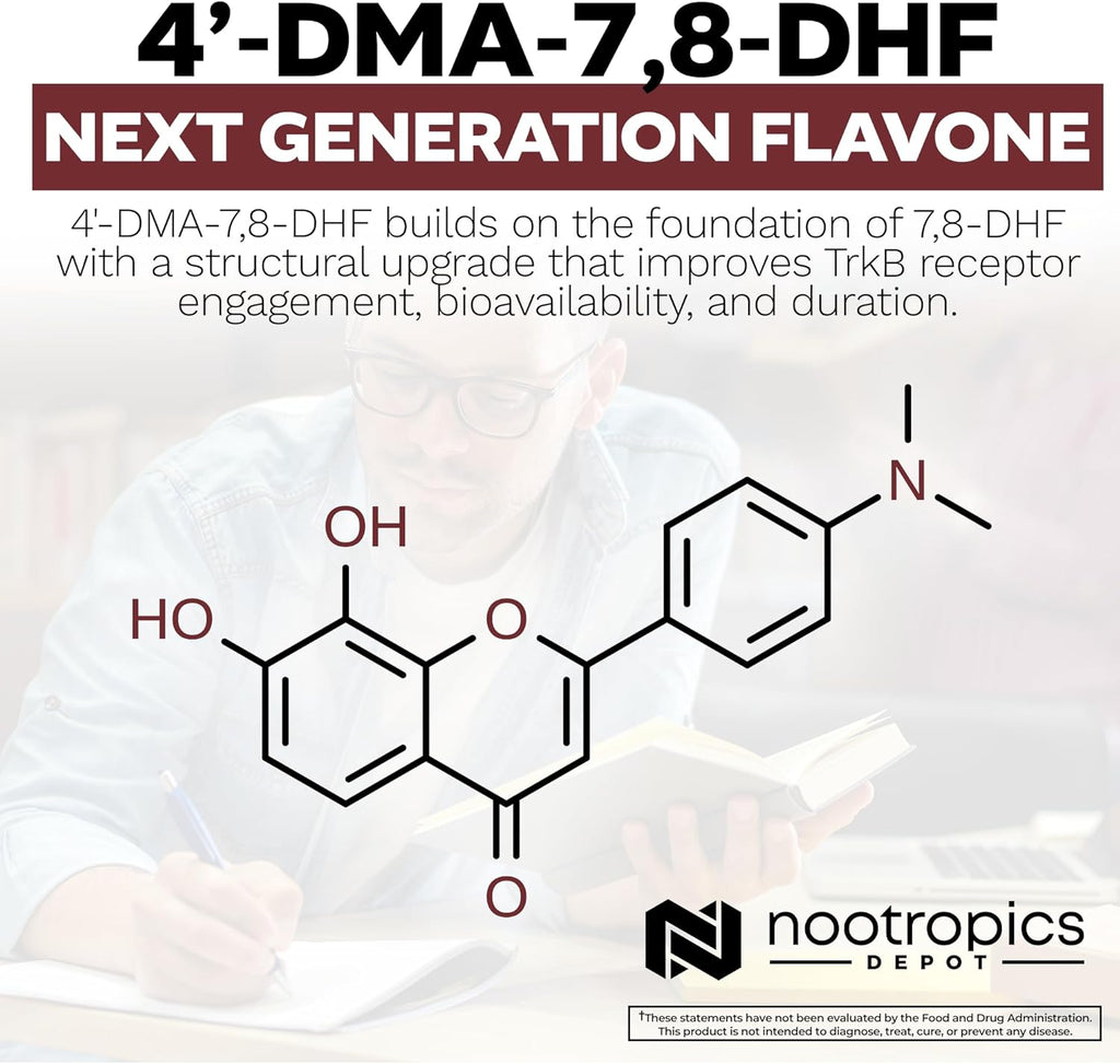 Nootropics Depot 4'-DMA-7,8-DHF Nutritional Supplement Capsules | 10mg | 30 Count | 4'-DMA-7,8-Dihydroxyflavone