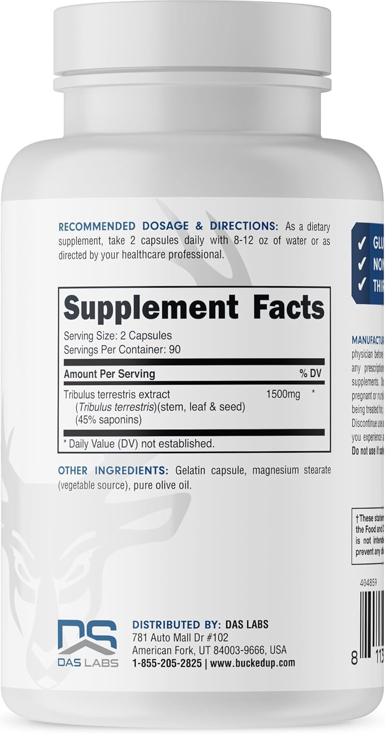 Bucked Up Tribulus 1500mg Per Serving, Essentials (90 Servings, 180 Capsules)
