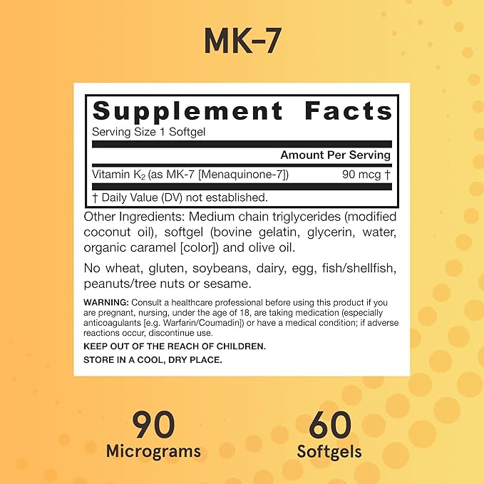 Jarrow Formulas MK-7 90mcg-Bioactive Form of VIT K2-60 Servings(Softgels)-for Bone & CV Health-VIT K2 MK-7 Dietary Supp-K2 VIT Supp MK-7-Gluten Free,12 Pack