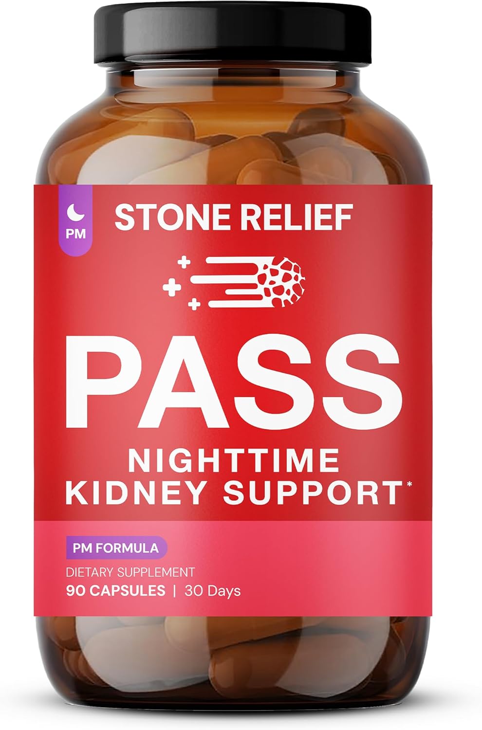 Pass PM – Nighttime Kidney Support Complex for Gentle Relief & Restful Sleep - Natural Dissolver - Herbal Formula with Chanca Piedra Stone Breaker, Valerian & Skullcap – 90 Capsules