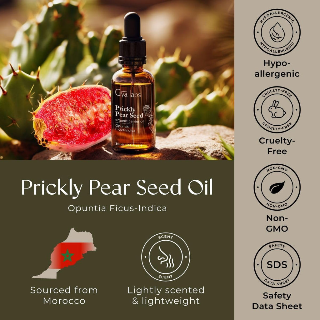 Gya Labs Organic Prickly Pear Seed Oil for Face - 100% Pure Natural Prickly Pear Carrier Oil for Skin, Hair, Nails (1 Fl Oz)