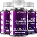 Vitamatic Iron 65 mg Gummies Supplement for Women & Men - 60 Vegan Gummies - Great Tasting Iron Gummy Vitamins with Vitamin C (3)
