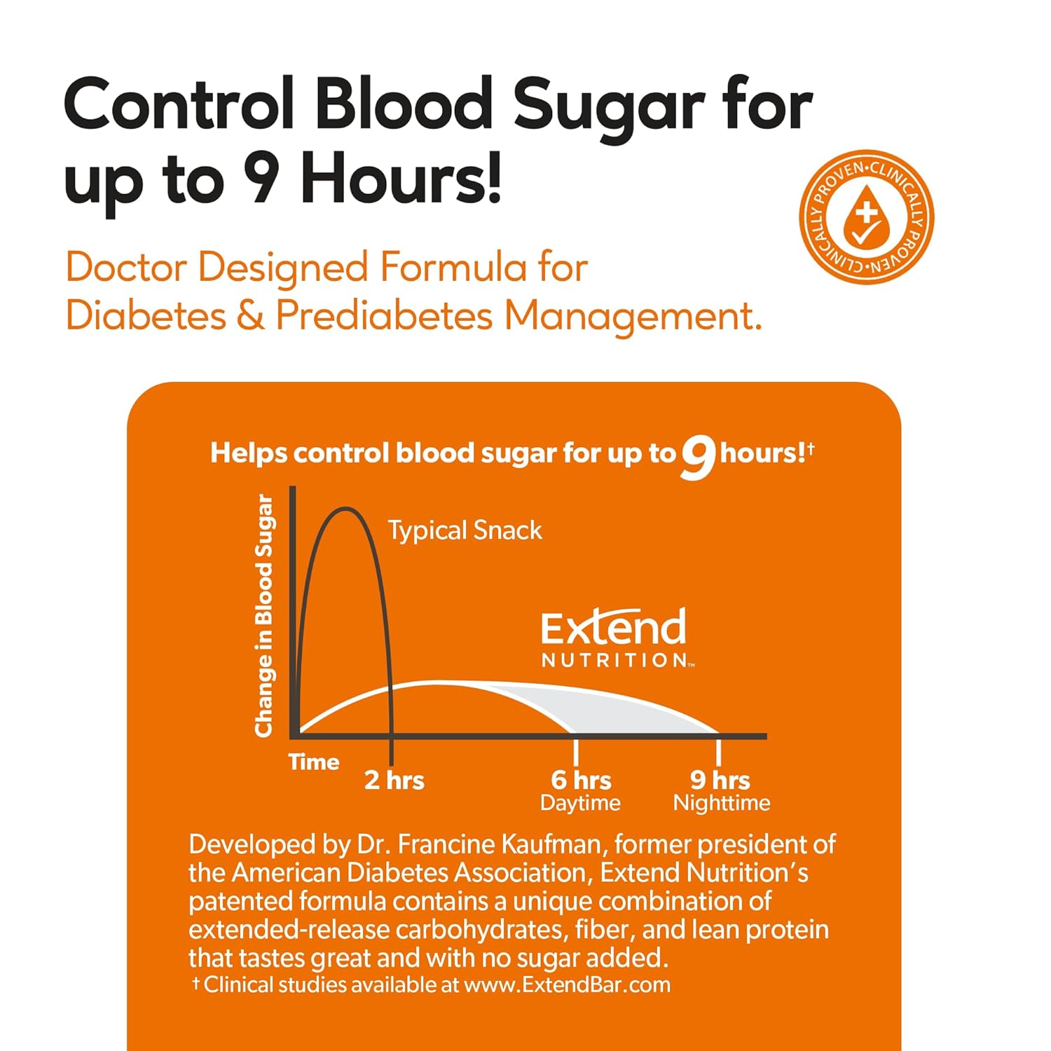 Extend Sugar Free Protein Bars, Perfect Diabetic Snacks, High Protein and Fiber, Hunger Control & Steady Energy, Low Carb, Keto Friendly (Peanut Butter)