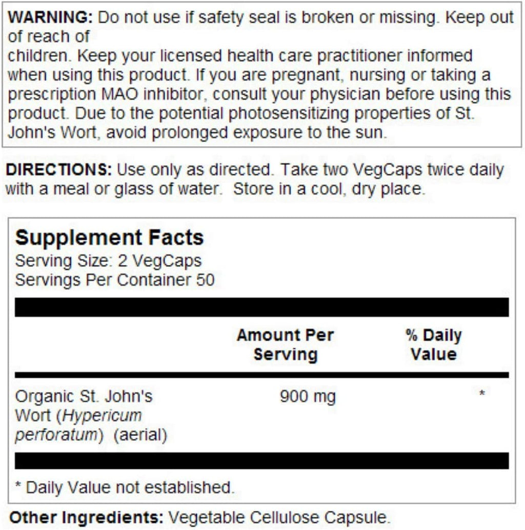 SOLARAY St. John's Wort Aerial 450mg | Herbal Support for Mood, Brain Health & Healthy Sleep | 100% Vegan, Non-GMO | 100ct
