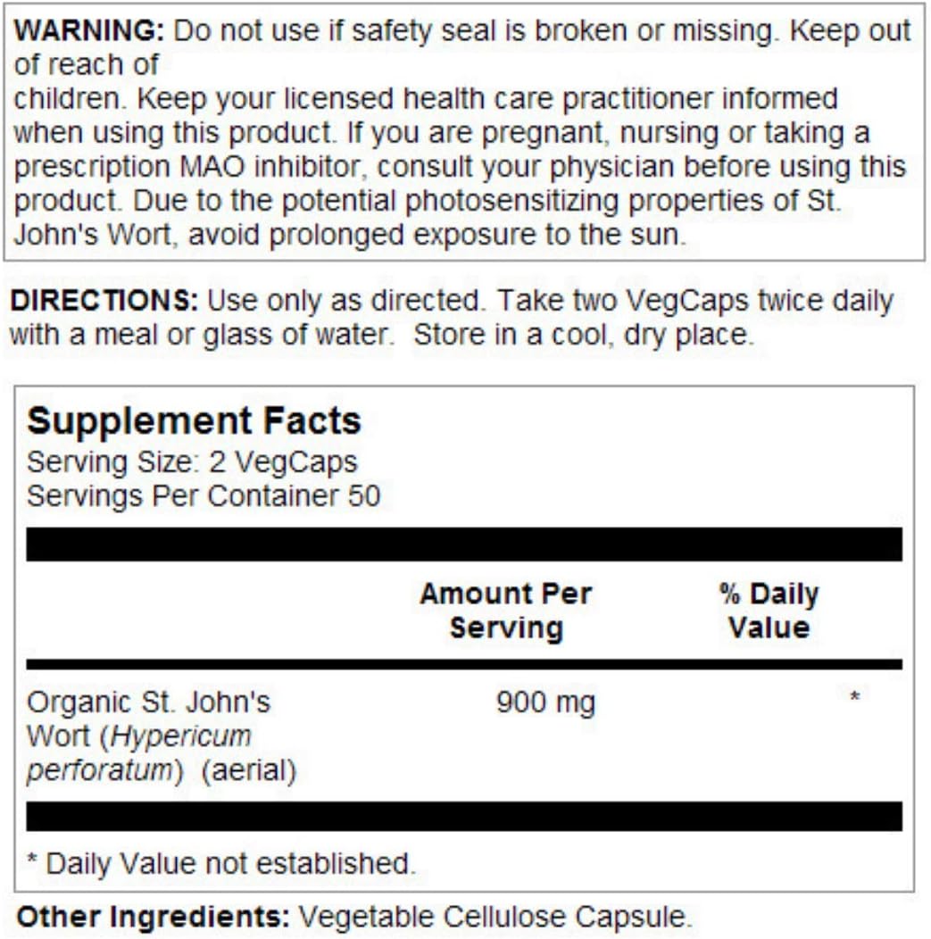 SOLARAY St. John's Wort Aerial 450mg | Herbal Support for Mood, Brain Health & Healthy Sleep | 100% Vegan, Non-GMO | 100ct