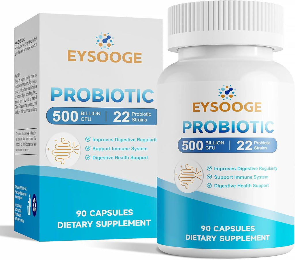 Probiotics for Women and Men, 500 Billion CFU, 22 Strains + Organic Prebiotics, Daily Probiotics for Digestive, Immune, & Gut Health - 90 Capsules