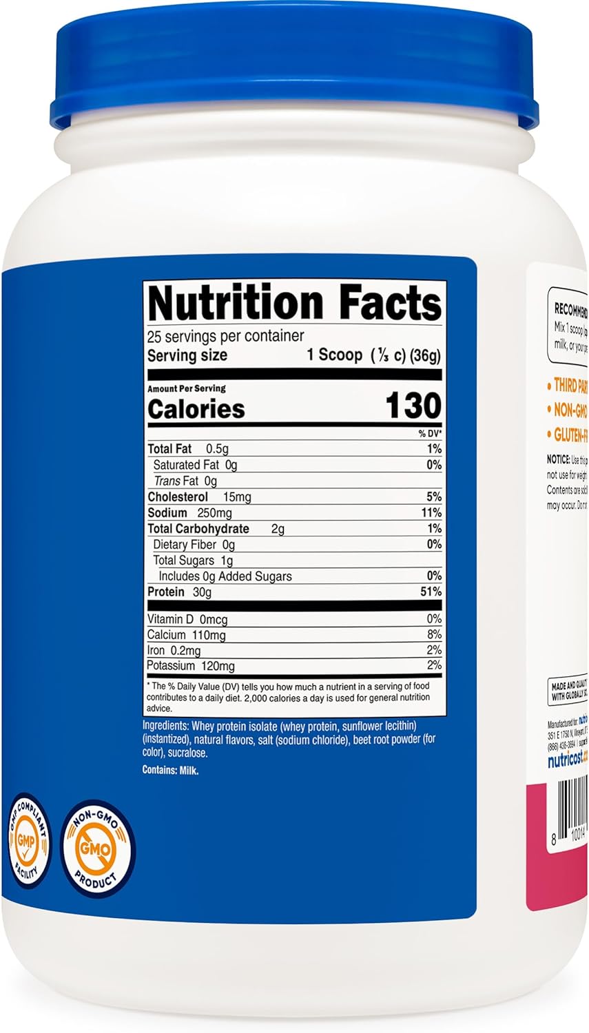 Nutricost Whey Protein Isolate (Strawberry Acai, 2 Pounds)