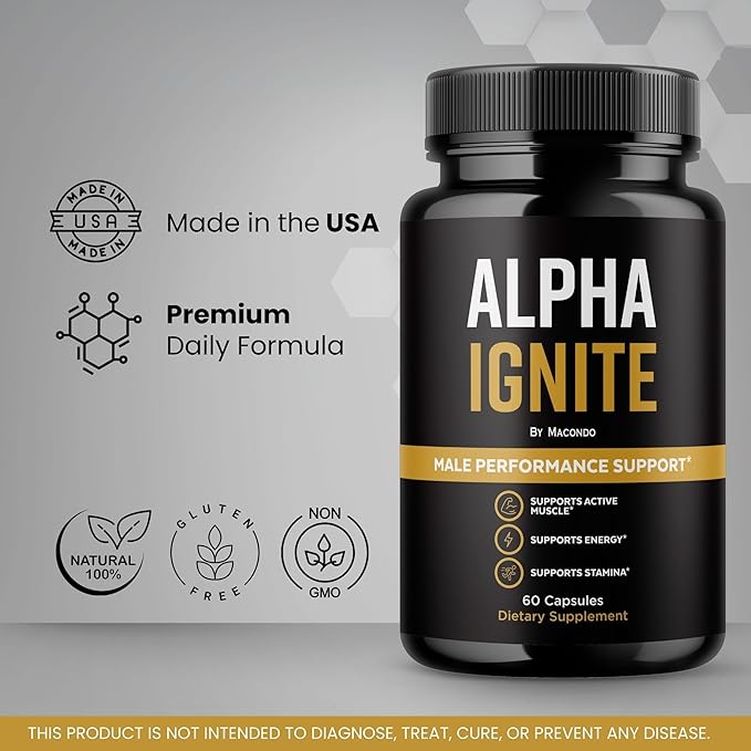 Alpha Ignite Capsules - Official AlphaIgnite Pills Advanced Formula Support Maximum Strength, Natural Supplement for Overall Health & Wellness Reviews - 60 Capsules for 1 Month