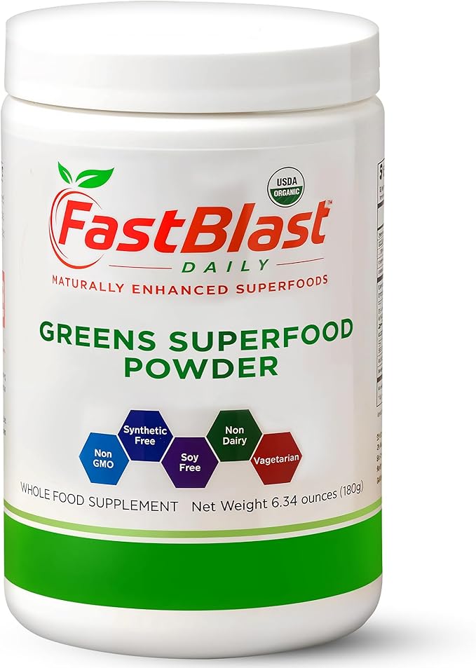 Organic Super Greens Powder with Over 30 Superfoods, Daily Greens Supplements with Probiotics, Fermented Superfood Powder, Low Cal Supergreens for Overall Wellness Meal Replacement - 180g (6.3 oz)