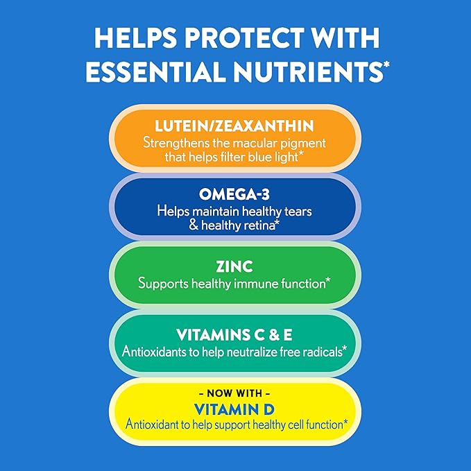 Ocuvite 50+ Eye Vitamin & Mineral Supplement, Multivitamin for Vision & Ocular Health with Omega-3, Zinc, Vitamins C & E, Lutein & Zeaxanthin, Zinc Supplements for Women and Men, 50 Softgels