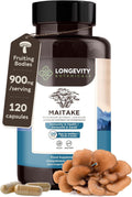 Longevity Botanicals Organic Maitake Mushroom Extract Capsules (120) | Concentrated 10:1 Ratio | 100% Fruiting Bodies | Grifola frondosa Natural Supplement for Gut Health & Immunity Support
