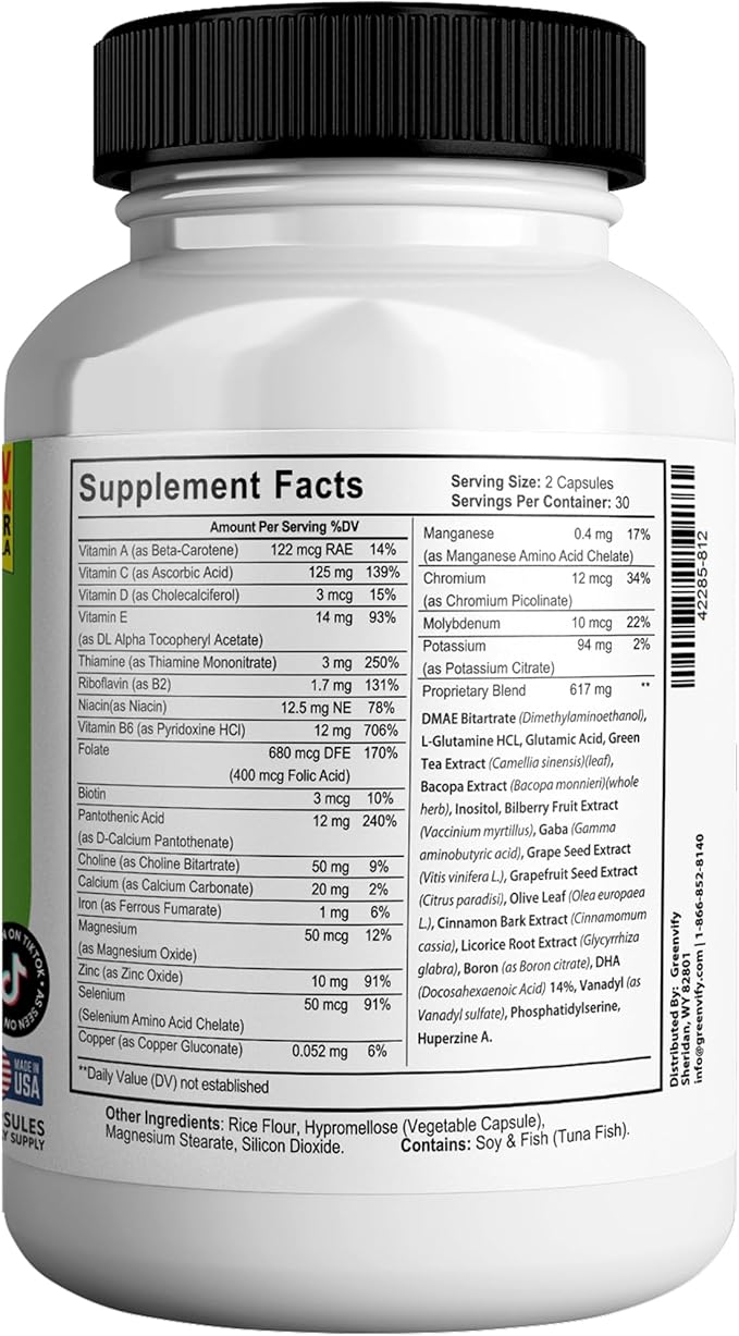 Total Brain Boost - Brain Support Supplement Enhance Memory & Focus Clear Brain Fog & Boost Cognitive Function 120 Natural Capsules