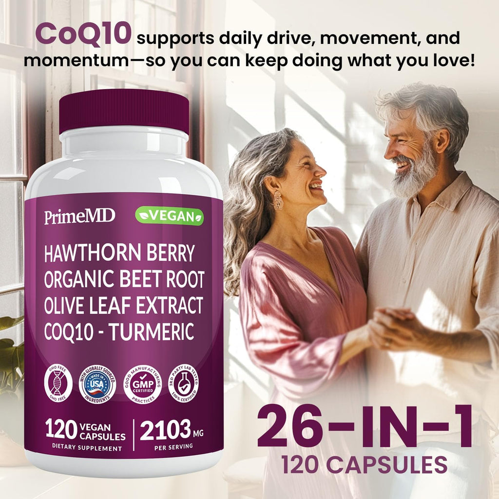 26-in-1 Nitric Oxide Supplement - Heart & Circulation Support with CoQ10, Turmeric, Organic Beet Root, Hawthorn Berry & Garlic - 2103mg per Serving (120ct)