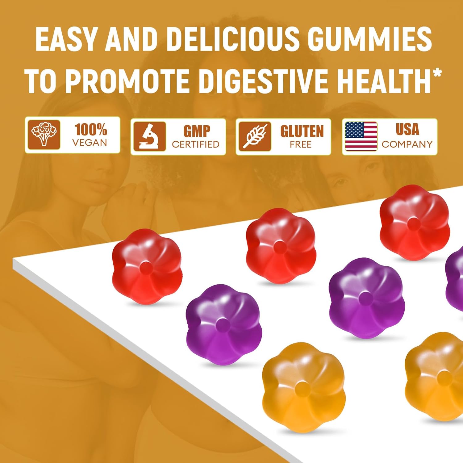 10G Fiber Gummies with Probiotics, Fiber Supplement with 30 Billion CFU Probiotics Blend, ACV, Vitamin C, Inulin - Support Digestive Health - No Sugar Added - Fruit Flavored - 90 Count