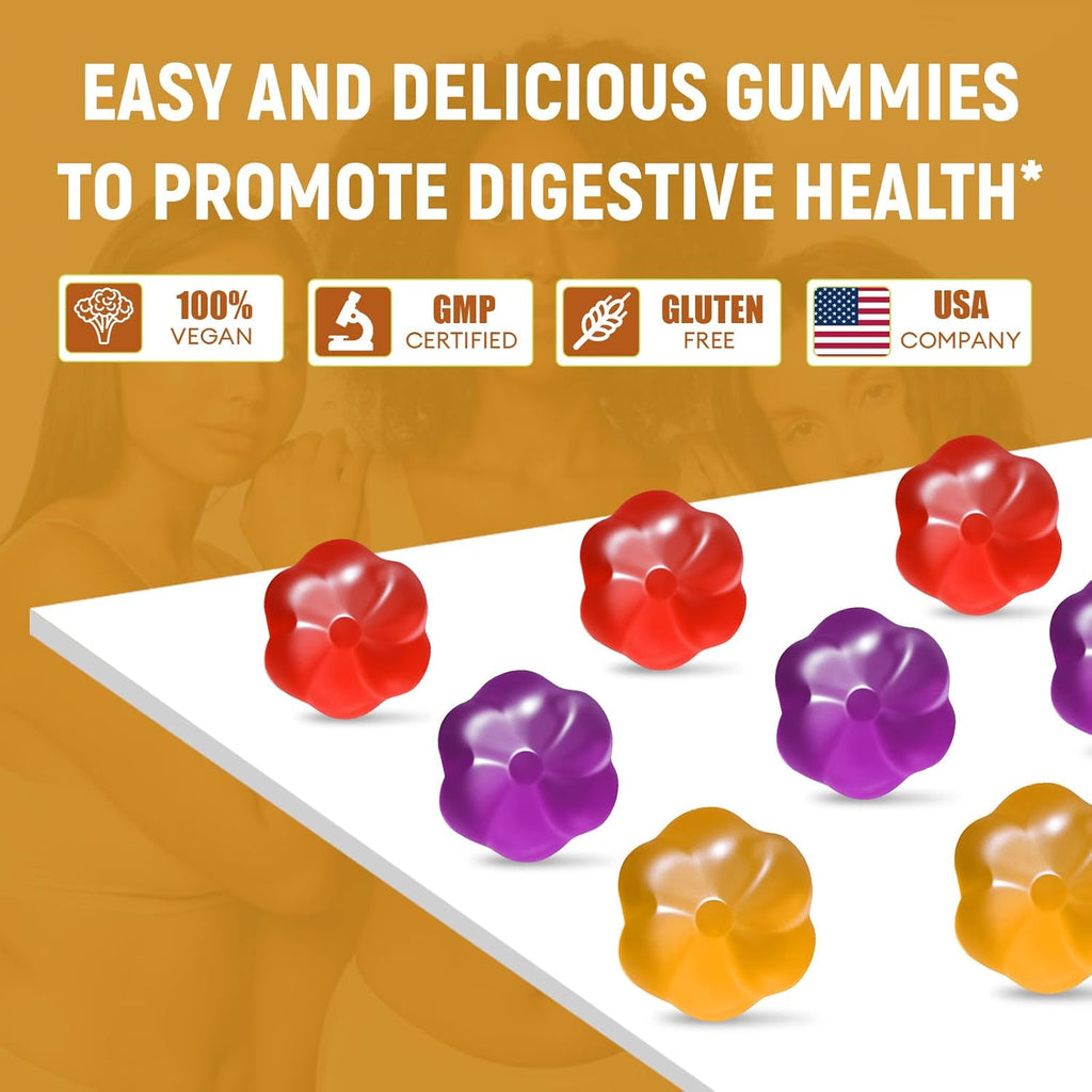 10G Fiber Gummies for Adults - Support Digestive Health - Fiber Supplement with 30 Billion CFU Probiotics Blend, ACV, Vitamin C, Inulin - No Sugar Added - Fruit Flavored - 180 Count