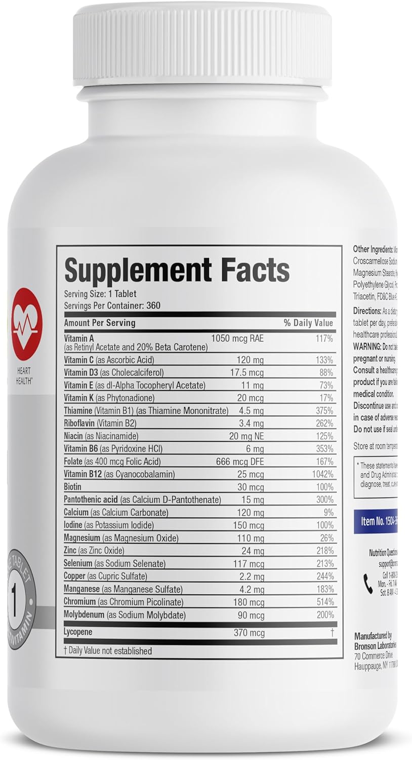 Bronson ONE Daily Mens 50+ Complete Multivitamin Multimineral, 360 Tablets