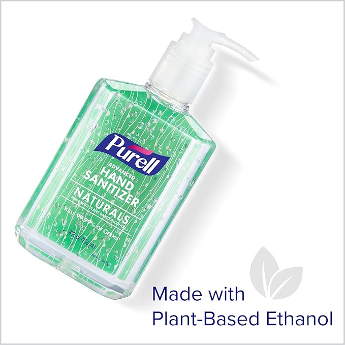 PURELL Advanced Hand Sanitizer Naturals with Plant Based Alcohol, Citrus Scent, 8 fl oz Pump Bottle (Pack of 4) - 9626-06-ECDECO