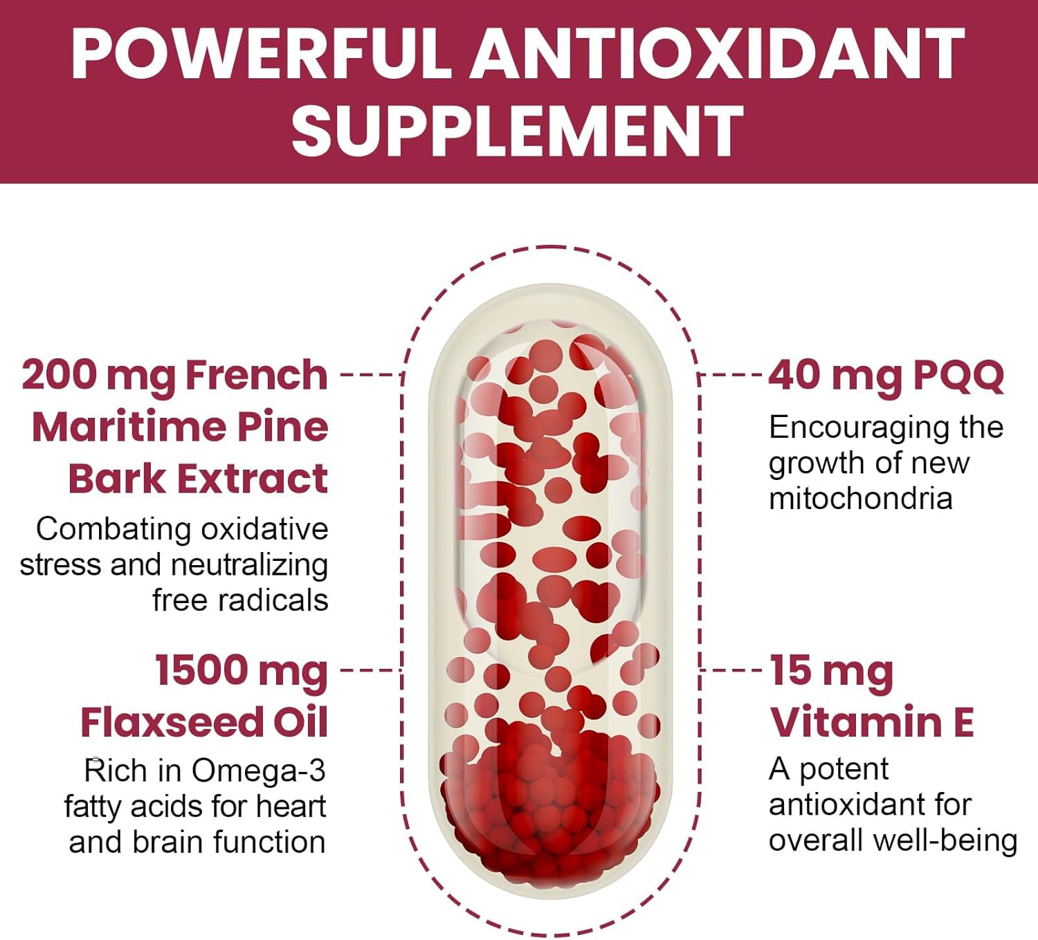 200 mg Pycnogeno with PQQ, Premium French Maritime Pine Bark Extract, Unique Dual-Delivery for Maximum Absorption, Pine Bark Extract for Vascular & Heart & Joint Function - 120 Vegan Softgels