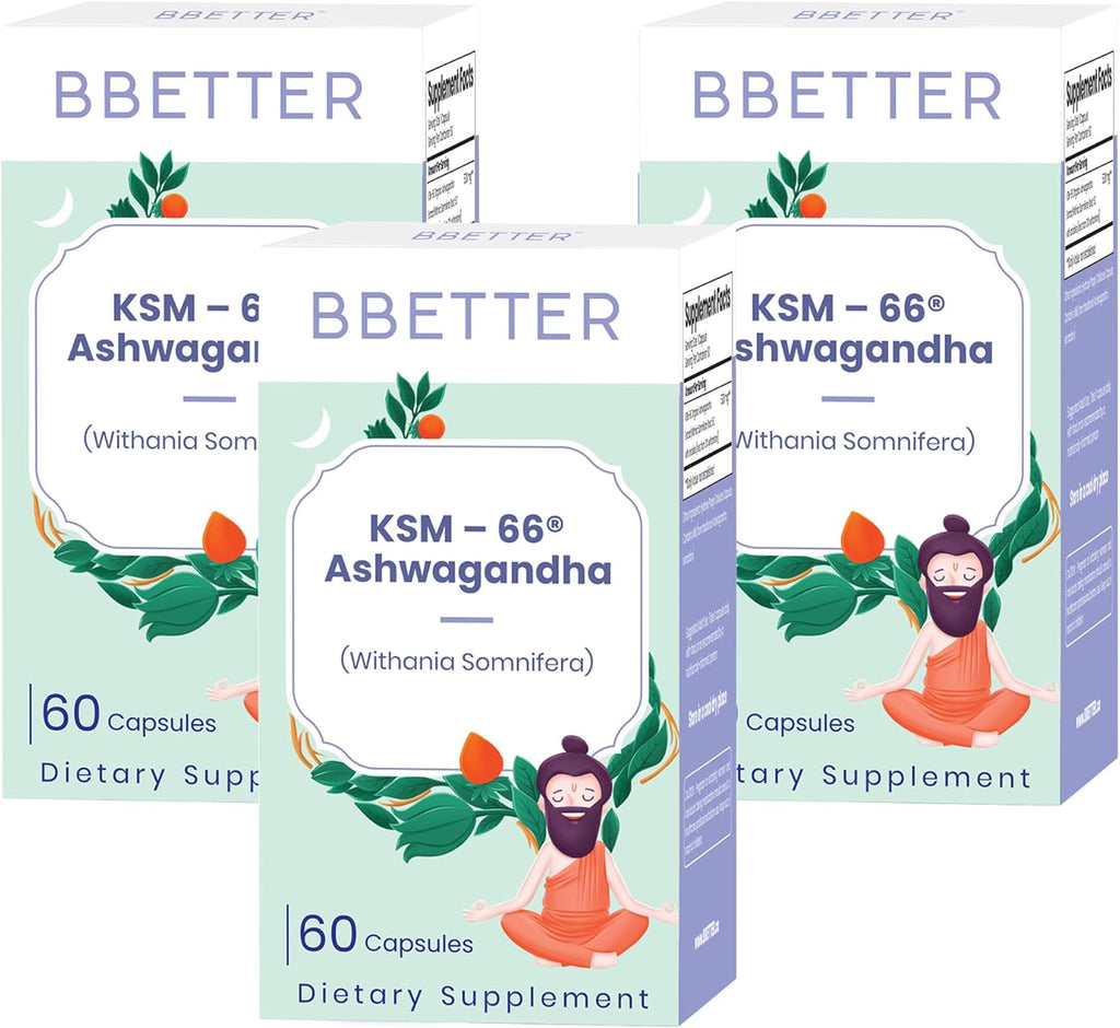 BBETTER Ashwagandha KSM-66 Capsules 500mg | Lab Tested Herbal Supplement for Stress Relief |Pure Organic Ashwagandha Powder | Supports Mental & Physical Well-Being Mood Enhancer | 180 Veg Capsules