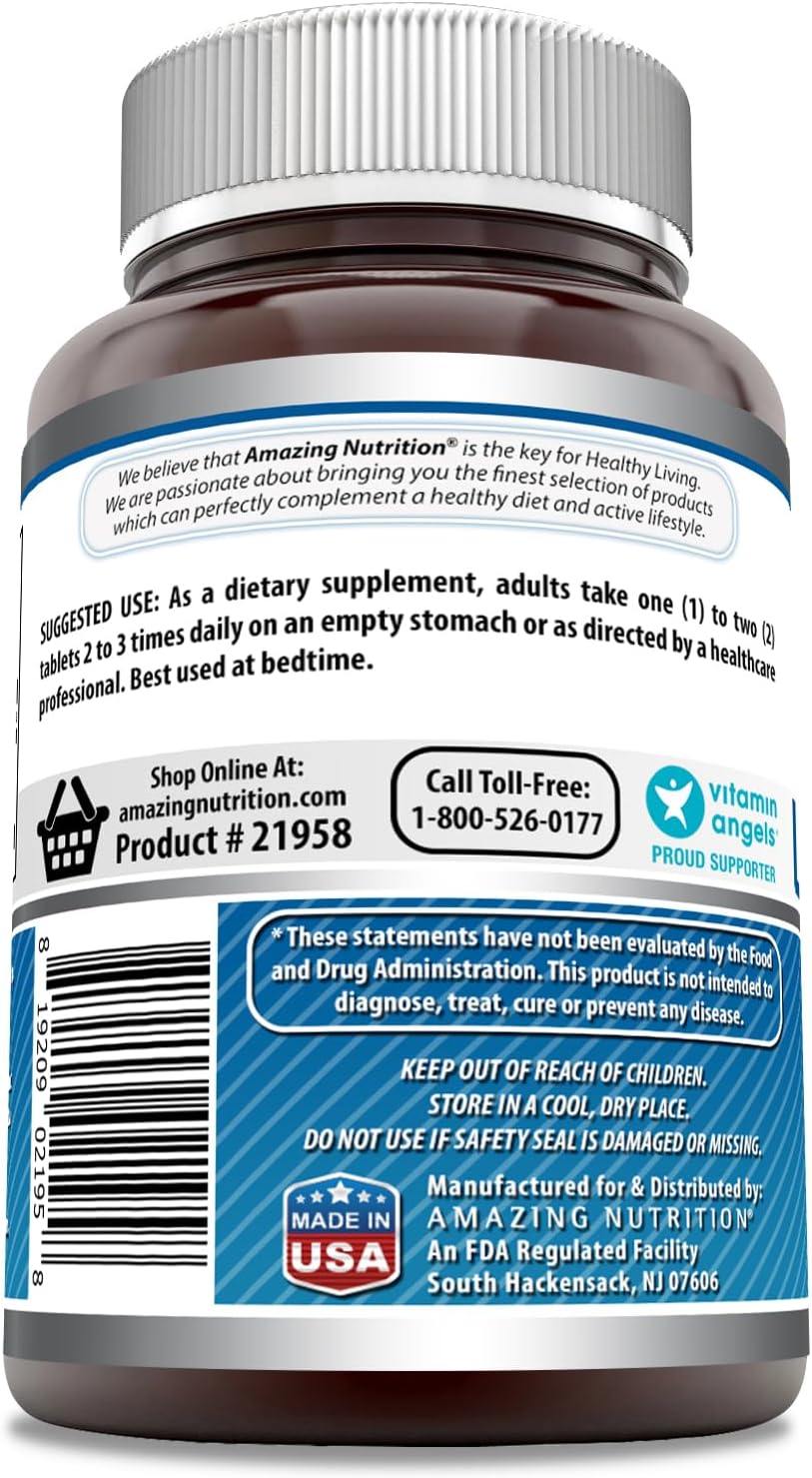 Amazing Formulas L-Tryptophan 1000mg Tablets Supplement | Non-GMO | Gluten Free | Made in USA (120 Count)