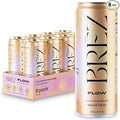 BRĒZ FLOW Lion’s Mane Mushroom Drink 8 Pack, Lemon Elderflower, Supports Mood & Focus, Non-Alcoholic Sparkling Adaptogen Drink, Functional Mushrooms, Feel Clear, Calm & Refreshed- 12 Fl oz Cans
