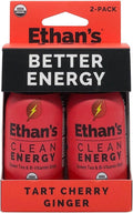 Ethan's Organic Clean Energy Shots Tart Cherry, Sugar Free Natural Pre-Workout Focus Boost, Gluten Free, Vegan, B6 & B12 Vitamin C with Green Tea Extract and Guayusa (2 Pack of 2oz Shots)