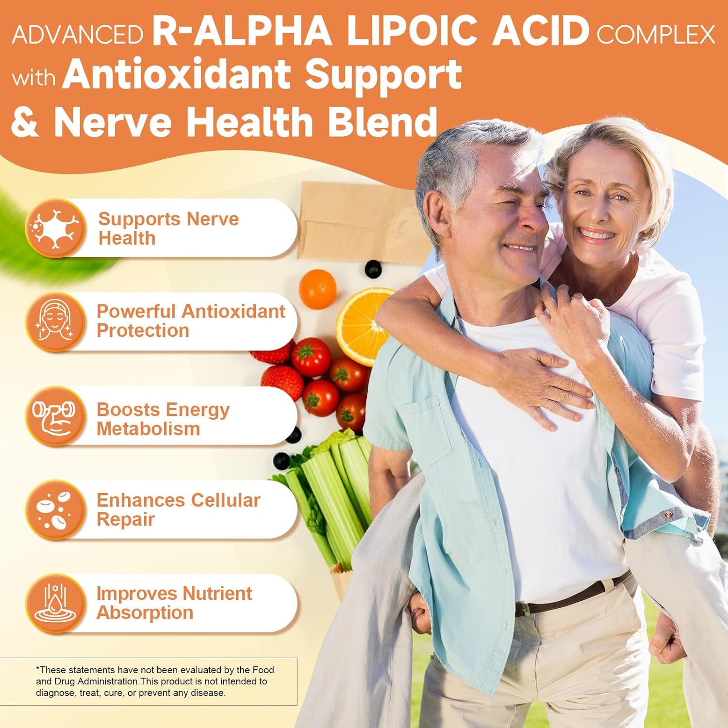 R Alpha Lipoic Acid 1000mg with Benfotiamine - Sodium ALA Supplement for Neuropathy Support Nerve Health & Antioxidant, Cell Energy, Metabolism and Anti-Aging, Non-GMO, Gluten Free, Vegan 120 Counts