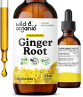 Wild & Organic Ginger Extract Liquid Drops - Immune & Digestive Support - Liquid Ginger Root Supplement - Vegan, Sugar & Alcohol-Free Tincture - 2 fl oz