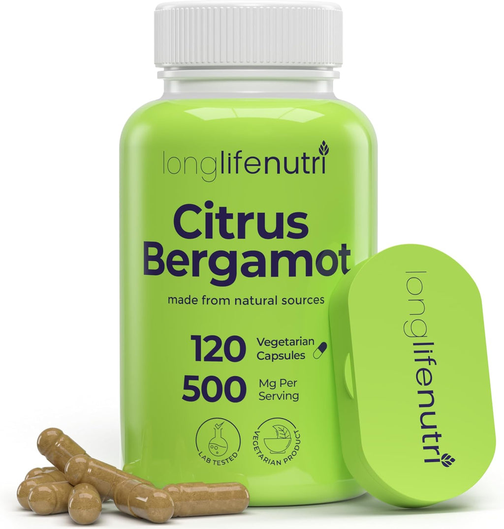 Citrus Bergamot Extract 500mg - 120 Vegetarian Capsules, 40% Polyphenolic Flavanones, 4-Month Supply, Plant-Based Anti-Oxidant, Tested, Made in USA