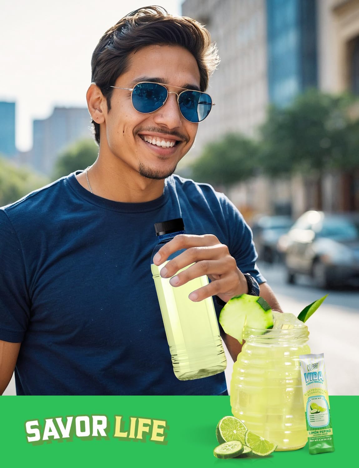 Electrolyte Drink Mix – Cucumber Limeade Agua Fresca Flavor | Sugar-Free Hydration Powder with Coconut Water & Minerals | 15 Single-Serve Stick Packs, Low Calorie, Natural Flavor