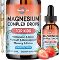 Magnesium Glycinate Liquid for Kids, Kids Magnesium Drops with L-Theanine, Calcium, Zinc, Vitamin D3 K2 for Sleep, Calm, Mood, Relaxation, Focus, Brain, Bones, Strawberry Flavor 2 Fl Oz