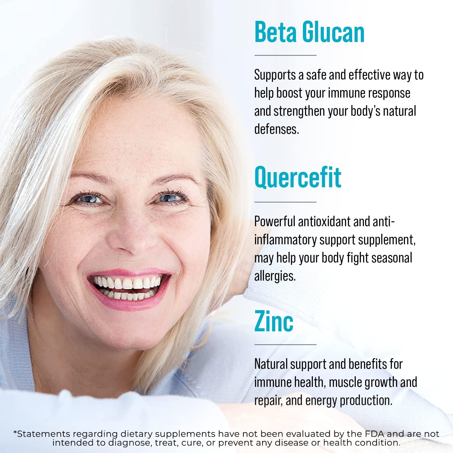 Juvenon AgeRenew Beta Glucan Anti Aging Immunity Support Supplement, Beta Glucan with Zinc Quercetin for Immune Defense Boost